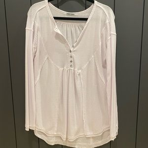 SWEET ROMEO NORDSTROM white long sleeve waffle knit/thermal henley